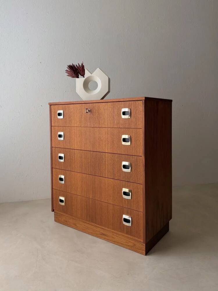 Swedish mid-century chest of drawers teak five drawers