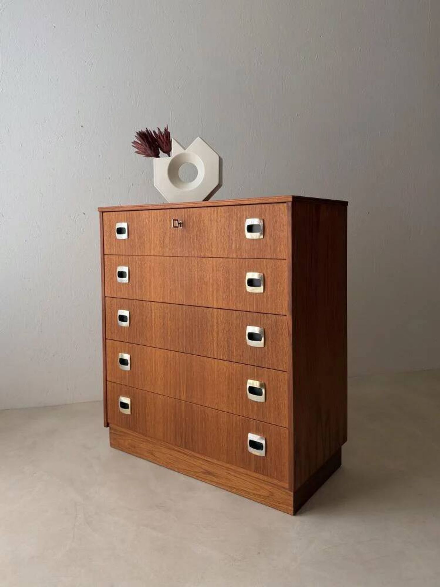 Swedish mid-century chest of drawers teak five drawers