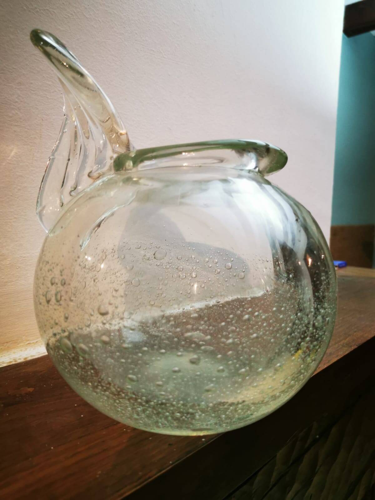 Vase in thick bubbled glass by SCHNEIDER, model by Robert-Henri Schneider.