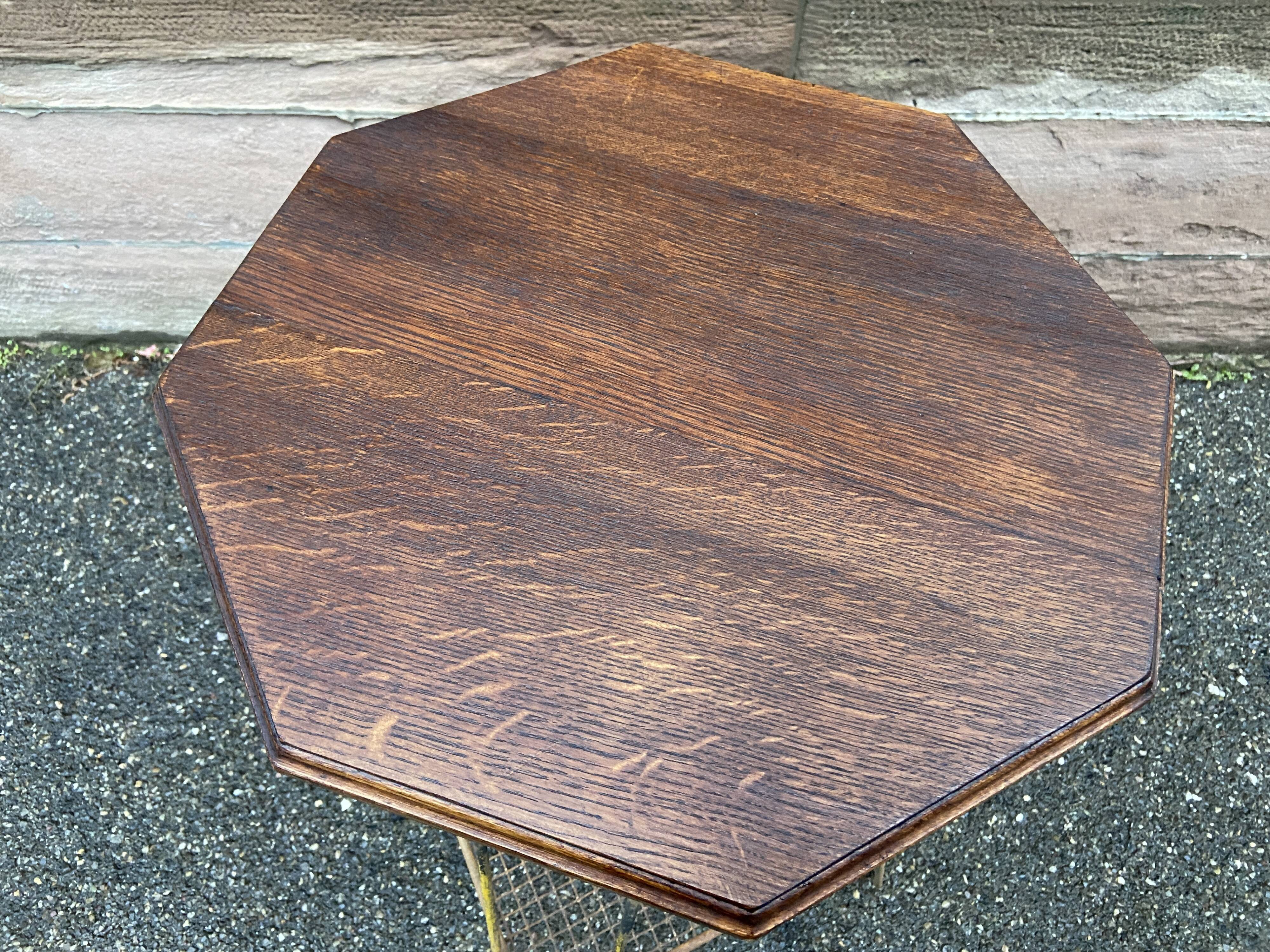 Vintage industrial harness serving hexagonal commercial console in metal & wood Vintage 1950