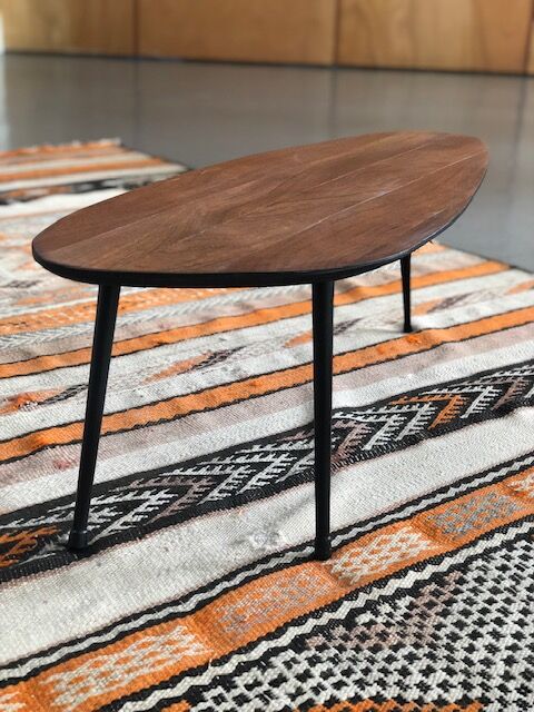 Teak and metal coffee table