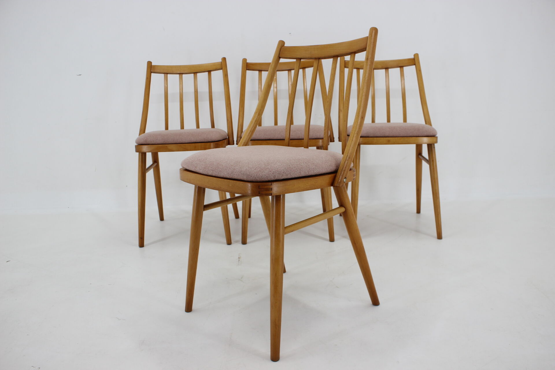 1970s Antonin Suman Beech Dining Chairs, Set of 4