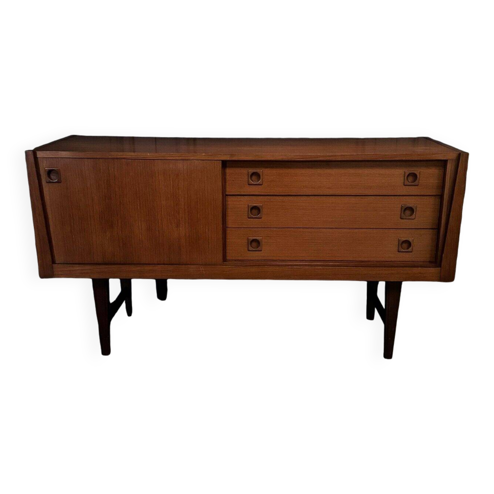 Small Scandinavian teak sideboard 1960s three drawers