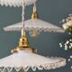 Vintage triple suspension lampshade in white opaline.