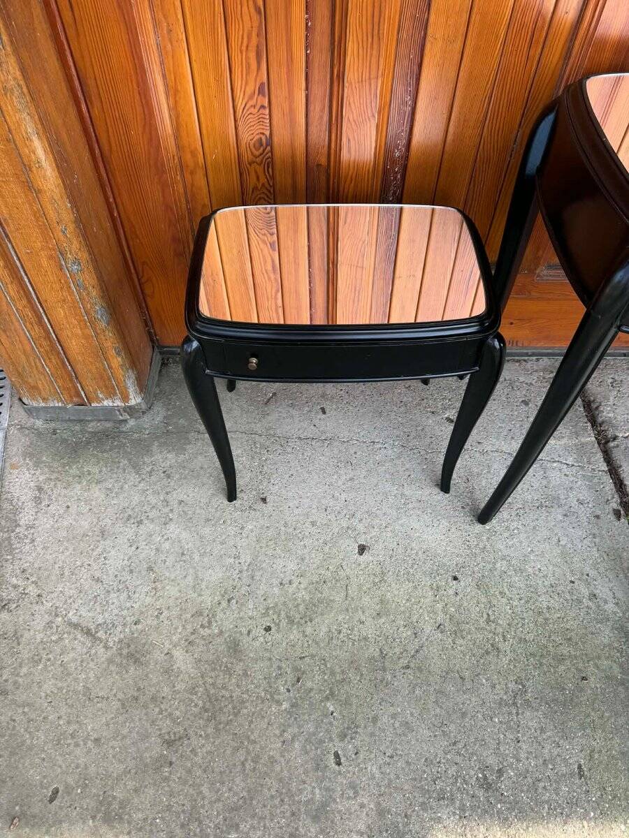 Art Deco French Black Dressing Table, Chair &amp; Nightstands, Set of 4