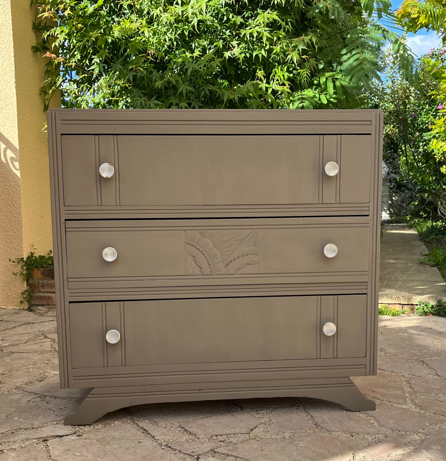 Wooden art deco chest of drawers