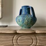 Blue amphora vase dyed nympheas