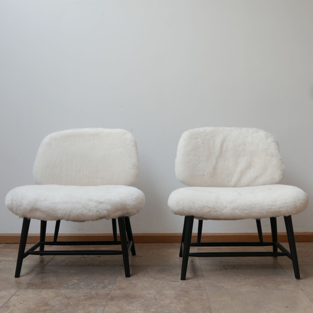 Pair of Alf Svensson 'TeVe' sheepskin shearling lounge chairs