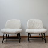 Pair of Alf Svensson 'TeVe' sheepskin shearling lounge chairs