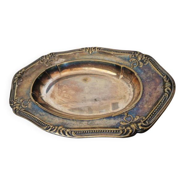 Plat de service ovale en métal argenté – Travail de style Louis XV