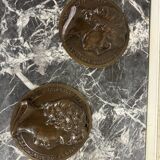 Pair of bronze medallions, Rouget de Lille and J.J. Rousseau