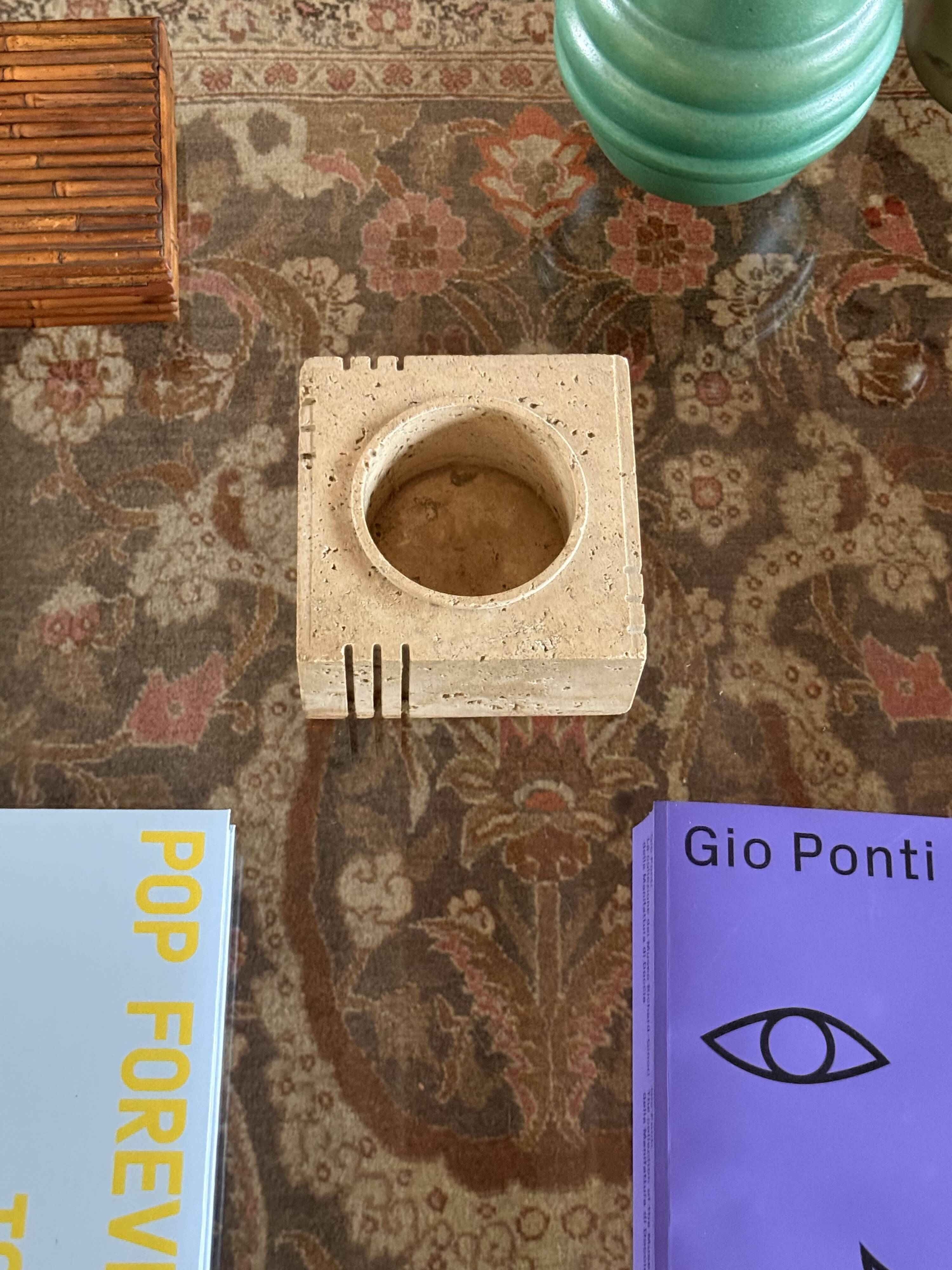 Travertine cubic vide poche / ashtray, Cerri Nestore, Italy, 1970s