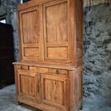 Antique French oak sideboard – Two-part display cabinet with drawers and four doors