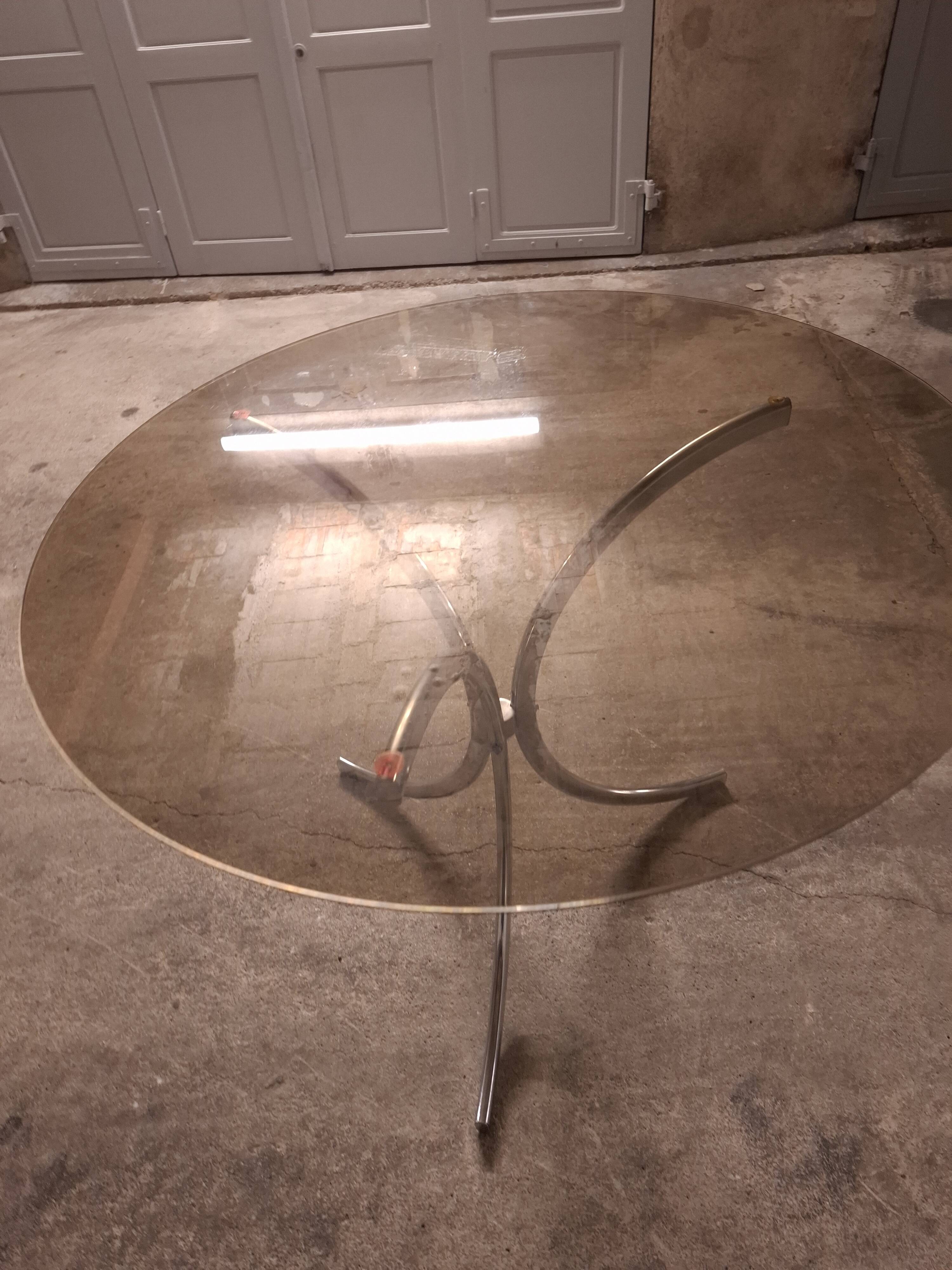 70's table Smoked glass, chrome legs