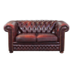 Original English Chesterfield sofa in red cowhide 2 seater