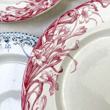 6 flat plates Terre de Fer blue red mismatched