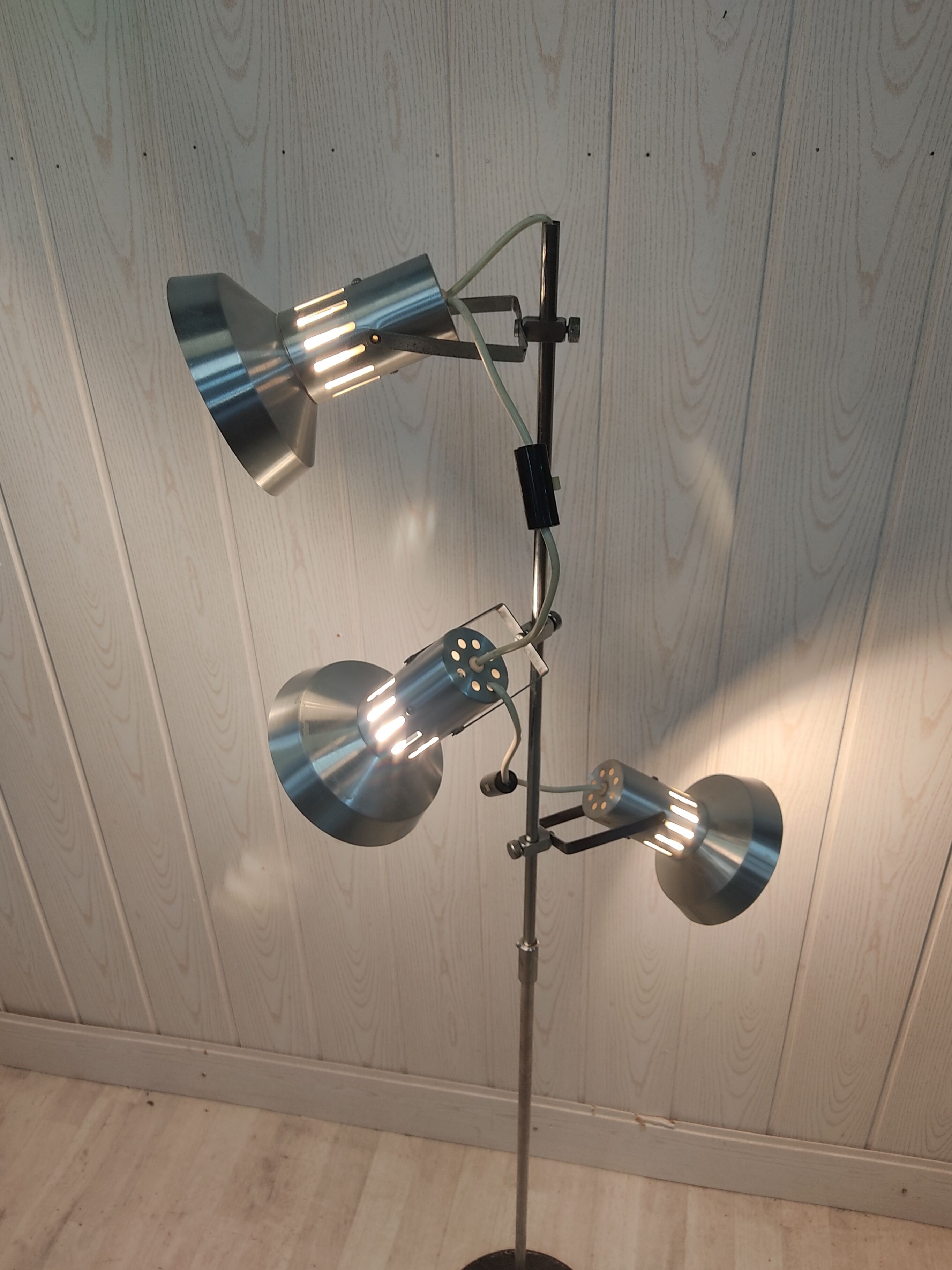 Floor lamp 3 spots vintage 70s chrome