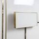 Geometric sideboard in glass and gilded brass. Contemporary Italian work.