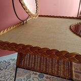 Vintage rattan and metal dressing table