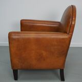 Fauteuil club néerlandais vintage en cuir de couleur cognac