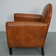 Vintage Dutch leather club chair in cognac color