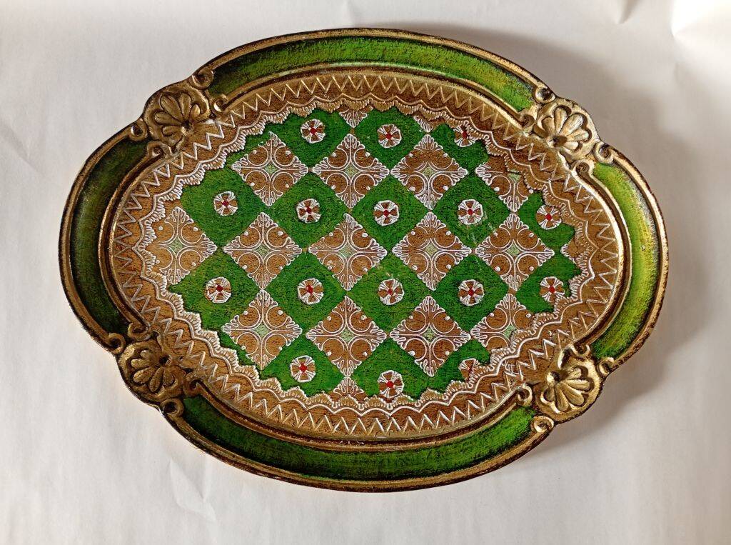 Vintage Italian Florentine Wood Tray - Mid Century