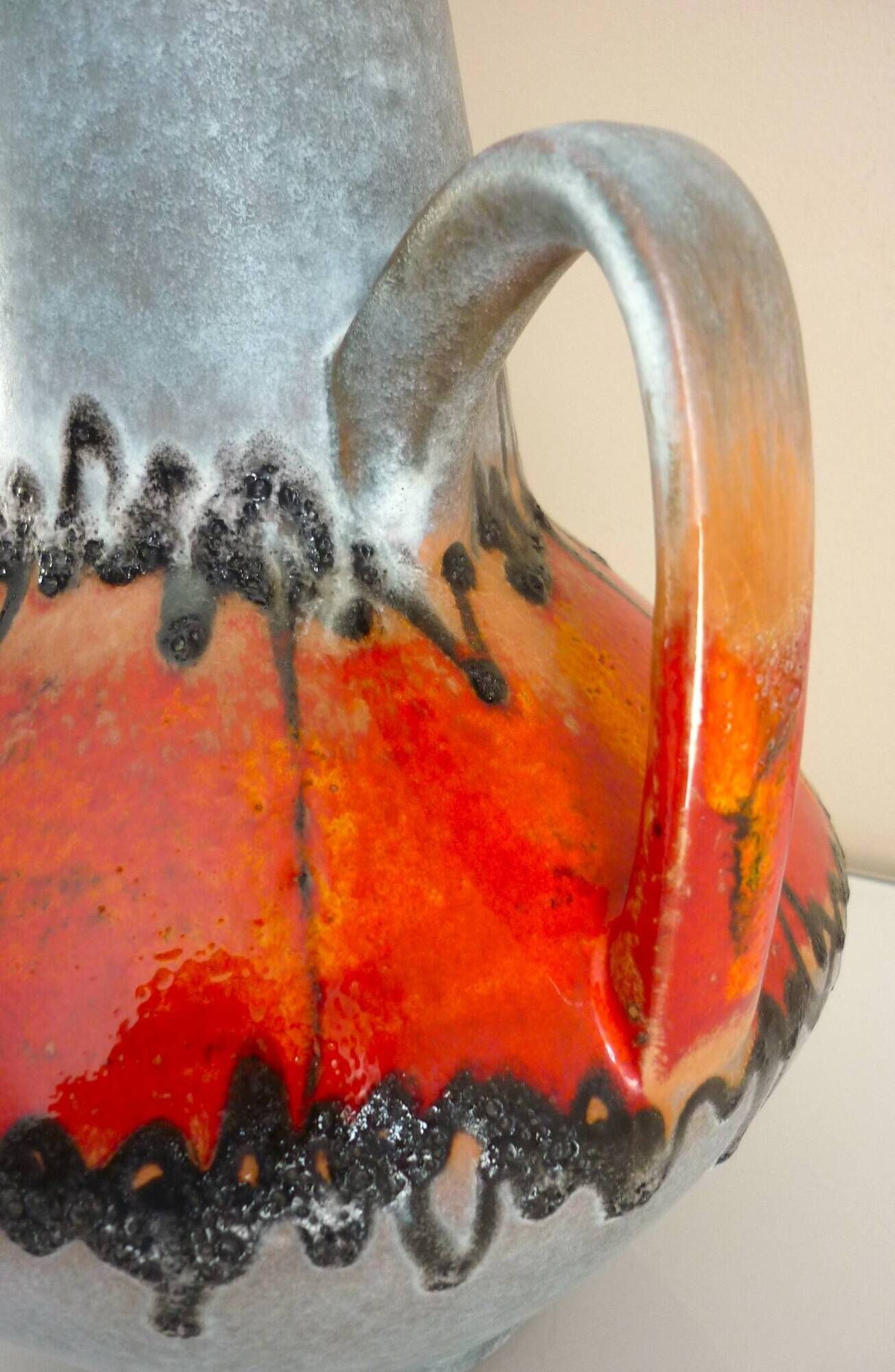 Enameled ceramic pitcher vase, Carstens West Germany, 60s/70s design