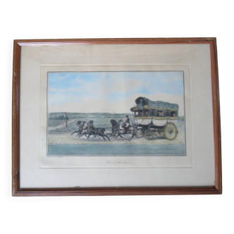Victor adam gravure eau forte la diligence paris londres circa 1850 cadre