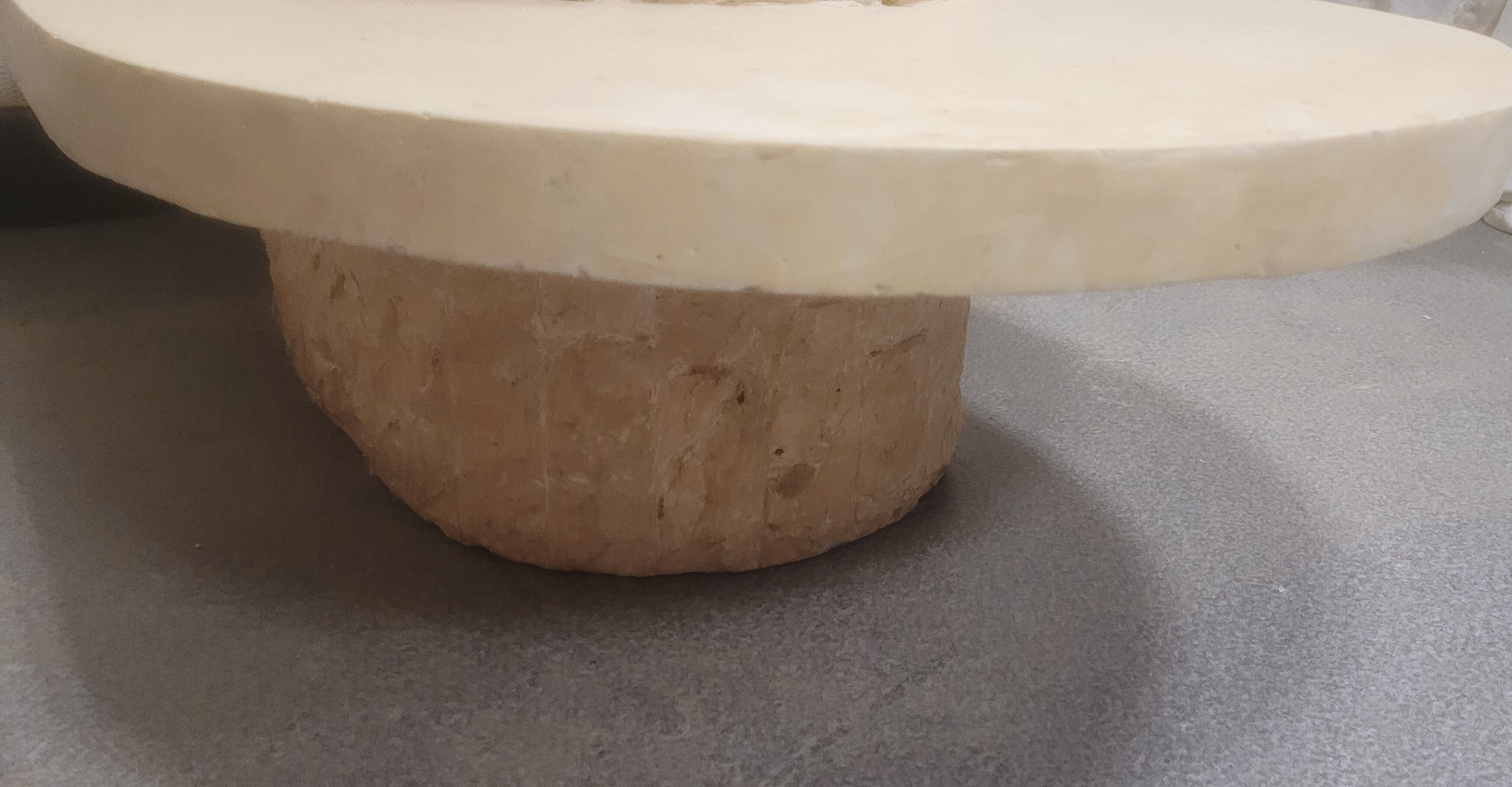 Oval stone coffee table Mactan brutalist marble by Magnussen PONTE