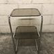 Sofa end in smoky glass and chrome metal, 70s