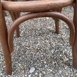 Lot de 7 tabourets de bar en bois courbé assise skaï rouge