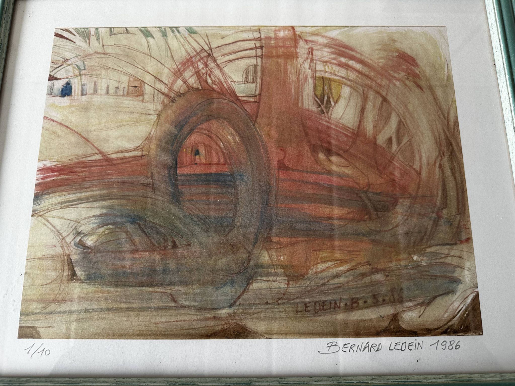 Lithographie 1/10 signée Bernard Ledein, 1986