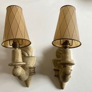 Pair of Arlus torchlight wall light in art deco plaster 1950