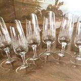 Set of 6 crystal cut champagne flutes