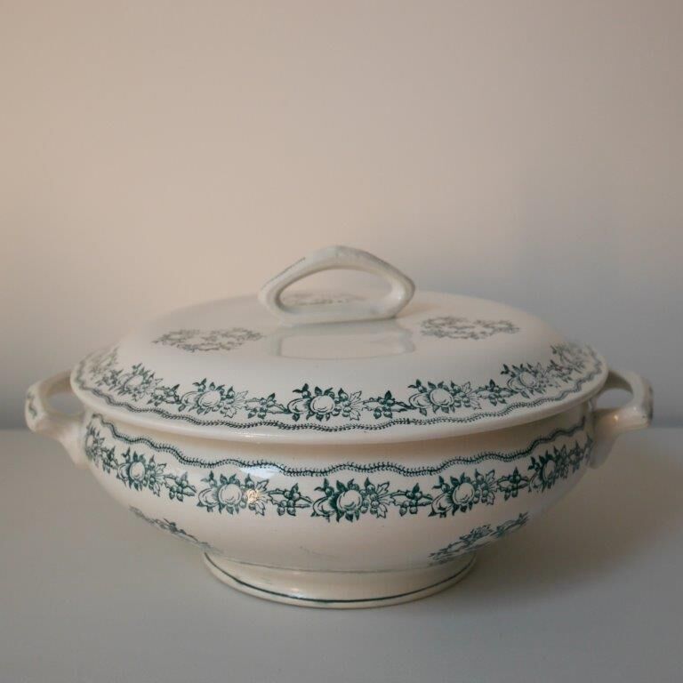 Soup bowl Saint Amand, green pattern - model 4025