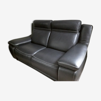Dark grey leather sofa