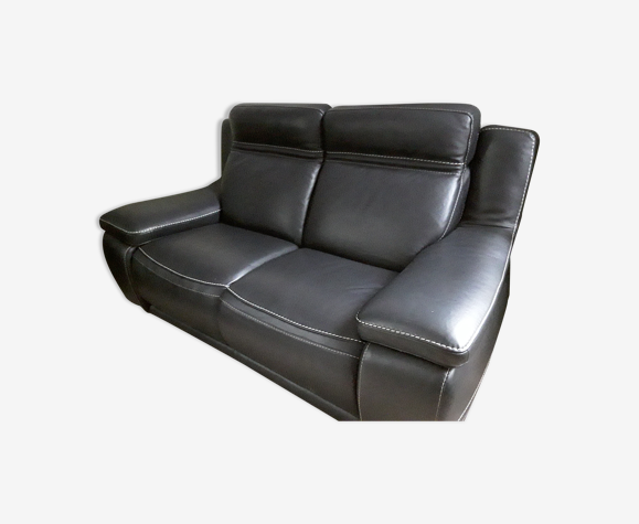 Dark grey leather sofa