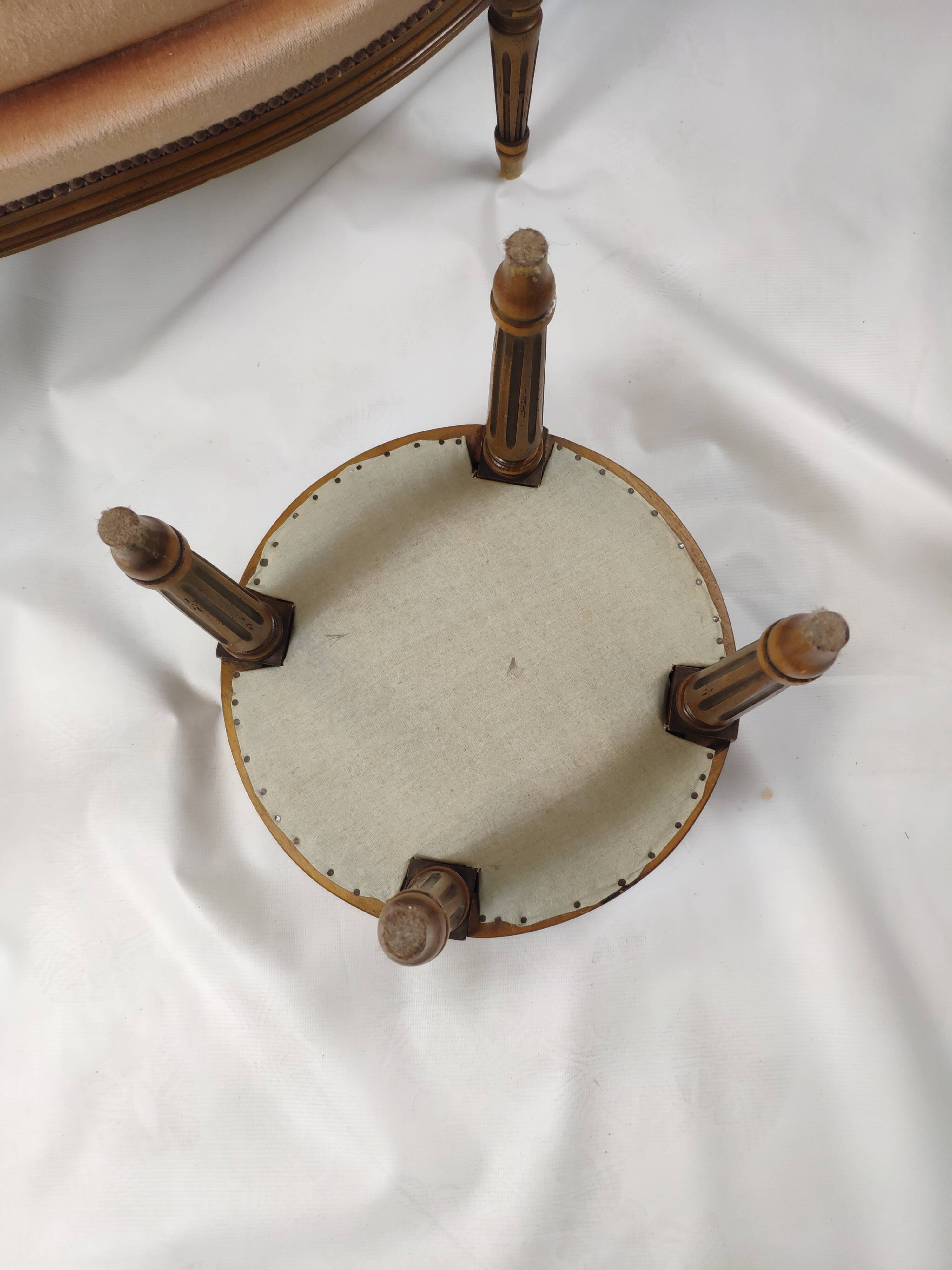 Louis XVI style armchair and pouf