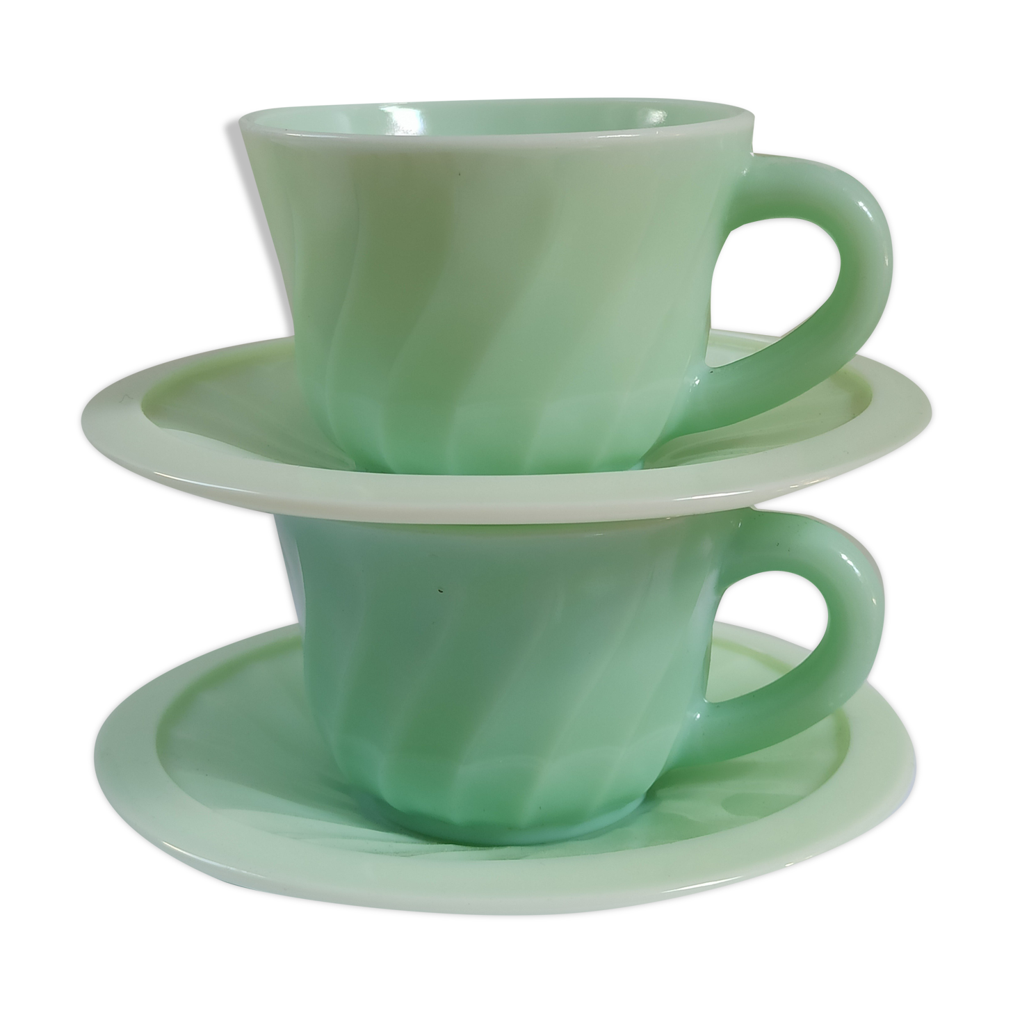 Vintage opaline jadeïte cups