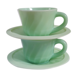 Vintage opaline jadeïte cups