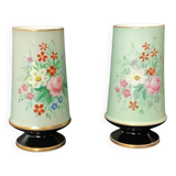 Paire De Vases Porcelaine De Paris XIXe Décor Fleurs