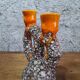 Double candlestick Fat Lava Vallauris volcanic ceramic 1960s