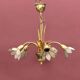 Vintage chandelier in gold metal and mother-of-pearl petals - 5 branches
