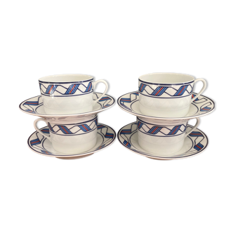 4 tasses porcelaine coquet limoges art déco