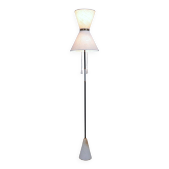 Mid century fabric lampshade floor lamp J.T. KALMAR 1950s