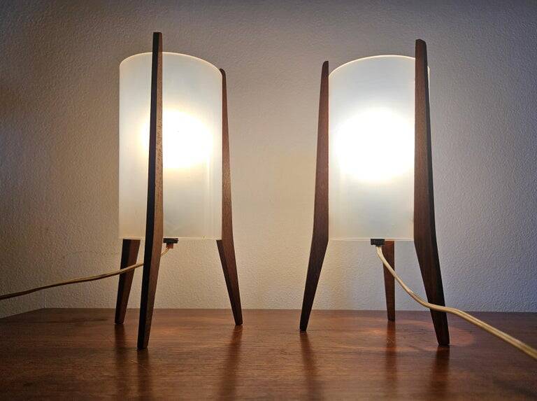 Pair of Mid-Century Table Lamps Pokrok Zilina, Tripod, Rocket, 1970s