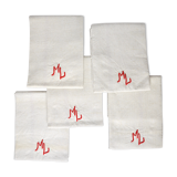 5 embroidered antique towels