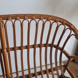Vintage 1970s rattan bench