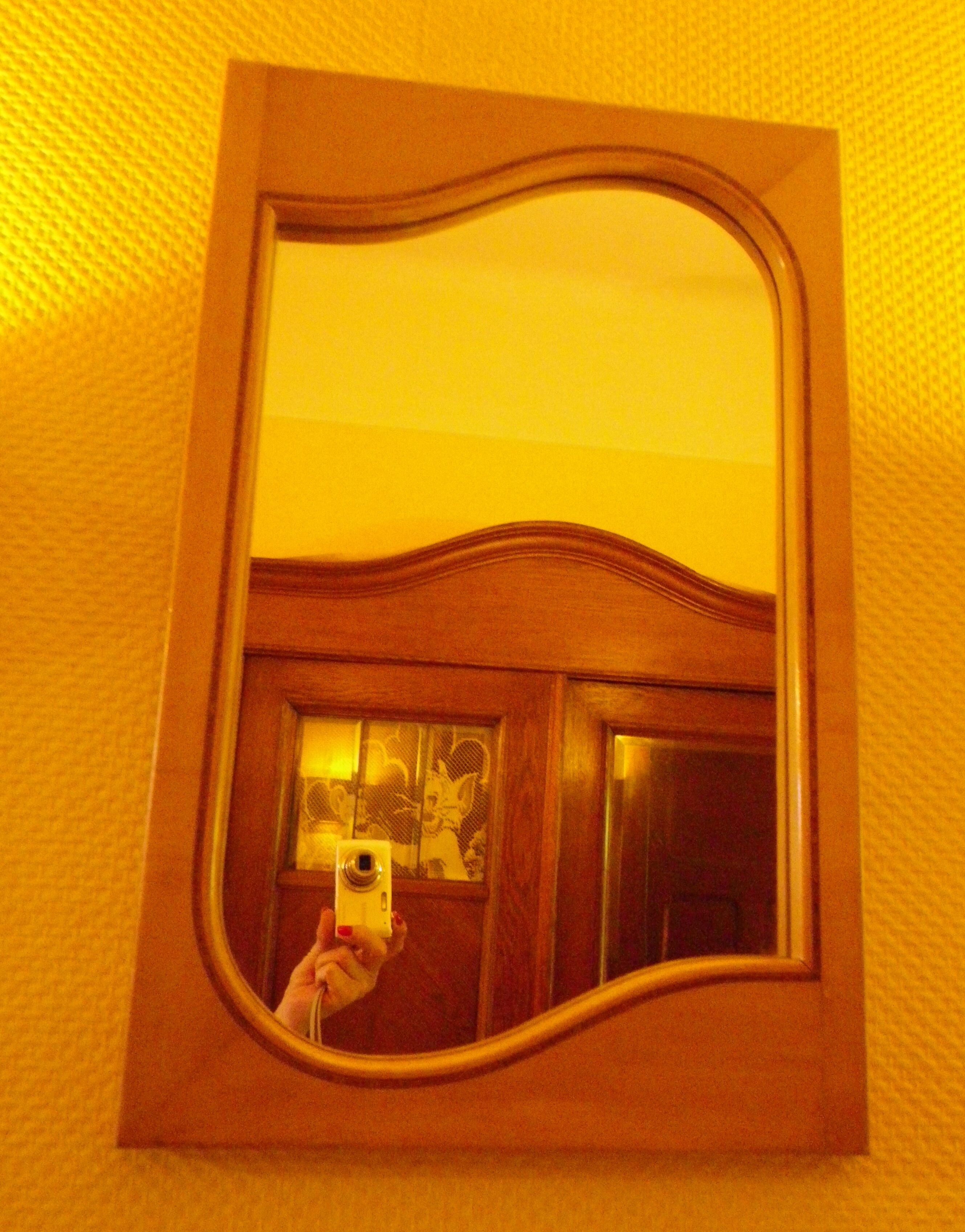 Wall mirror with light wood frame - 1960  54x35cm