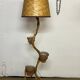Rattan and bamboo plant holder floor lamp from the 70s